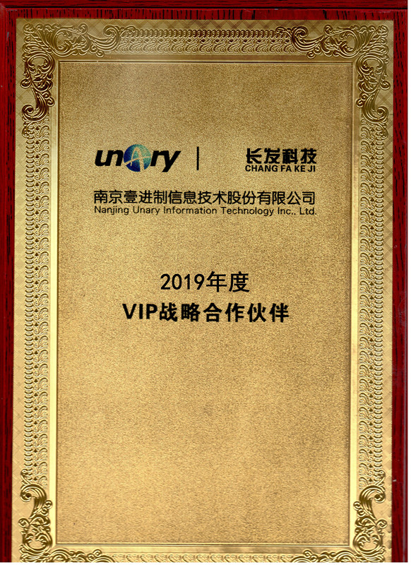榮獲南京壹進制2019年度VIP戰略合作伙伴